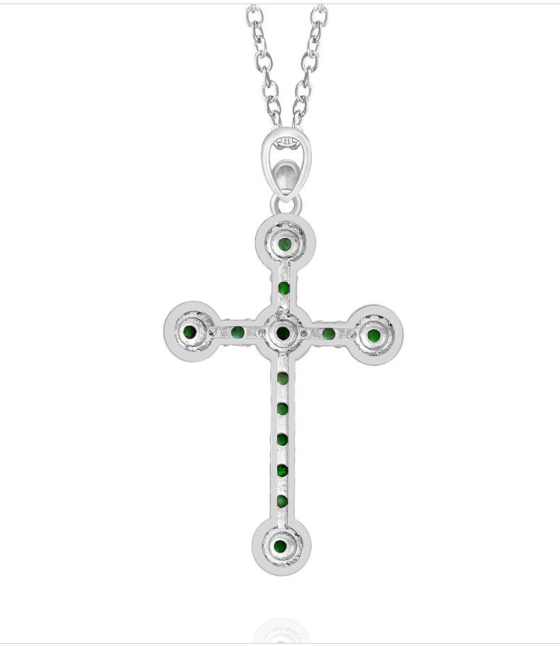 S925 Silber Inlay Natürliches Helles Grünes Jade Kreuz Anhänger für Männer und Frauen