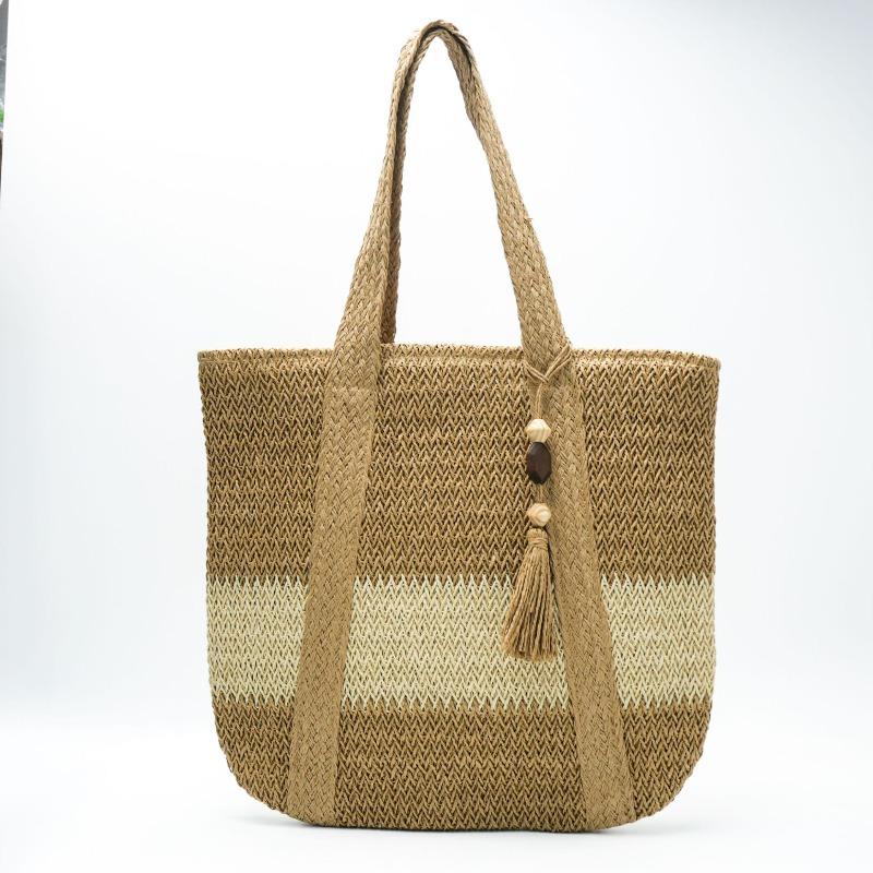 

Новая универсальная плетеная сумка из соломы, женская плетеная сумка, сумка-тоут большой вместимости, сумка через плечо, летняя портативная отпускная пляжная сумка Welt Zipper