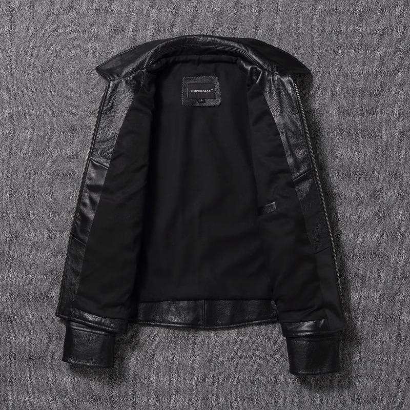 Chinese Size Men Genuine Leather Jacket Natural Cowhide Short Slim Turn Down Collar Men's Leather Jacket Spring Autumn