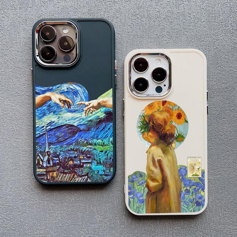 Art Painting Silicone Phone Cases For iPhone 11 12 13 14 15 Pro Max X XS XR 7 8 Plus SE 2020 15 14 Plus Shockproof Case Cover
