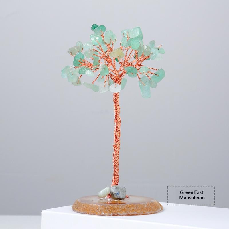 Handmade Mini Crystal Money Tree Natural Healing Gemstone Feng Shui Decor for Home Yoga Studio Tabletop Ornament