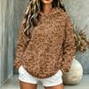 Top a manica lunga in flanella con cappuccio e tasche, stampato, casual da donna per autunno e inverno