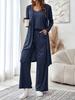 Women's Spring Casual Three-Piece Set: Solid Camisole, Cardigan, and Long Pants