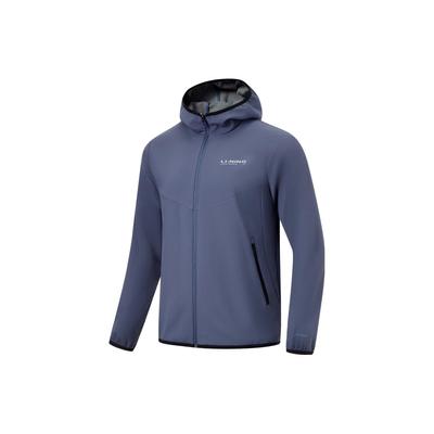 Li Ning Einfarbiges Fleece-Sportjacke mit Reißverschluss und Kapuze für Herren Jacken Dunkelindigo AFDT835-2