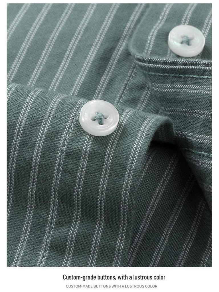 Pánská bavlněná oxfordská košile s pruhy na podzim/zimu - Ležérní, prodyšná, s dlouhým rukávem, nemačkavá.