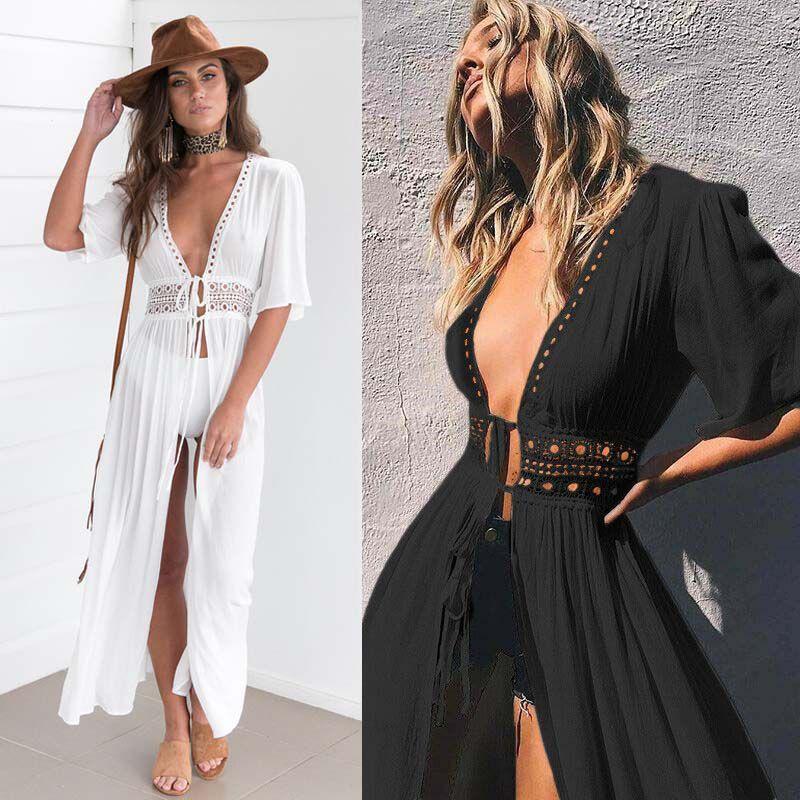 Schickes Damen Spitzen-Häkel-Strandkaftan-Kleid für mühelosen Sommerstil