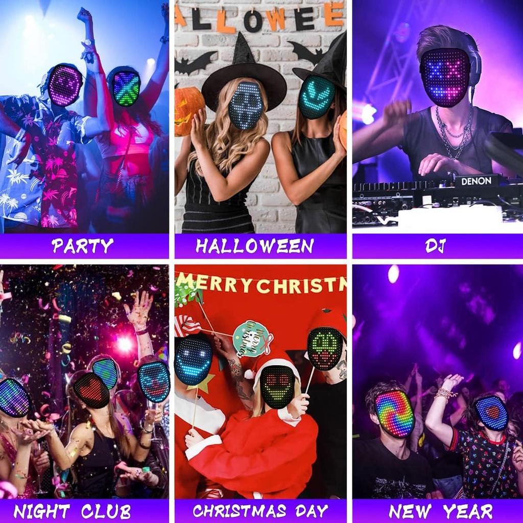 Led Mask with Gesture Sensing LED Lighted Face Mask for Costume Cosplay Party Masquerade Halloween