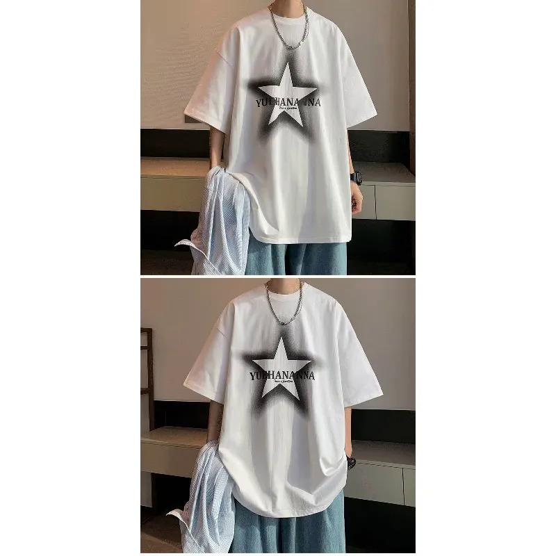 Pánská trička s krátkým rukávem dopisní grafický potisk Móda trička s polovičním rukávem muži oblečení ležérní tričko mužské léto korejské retro topy pro