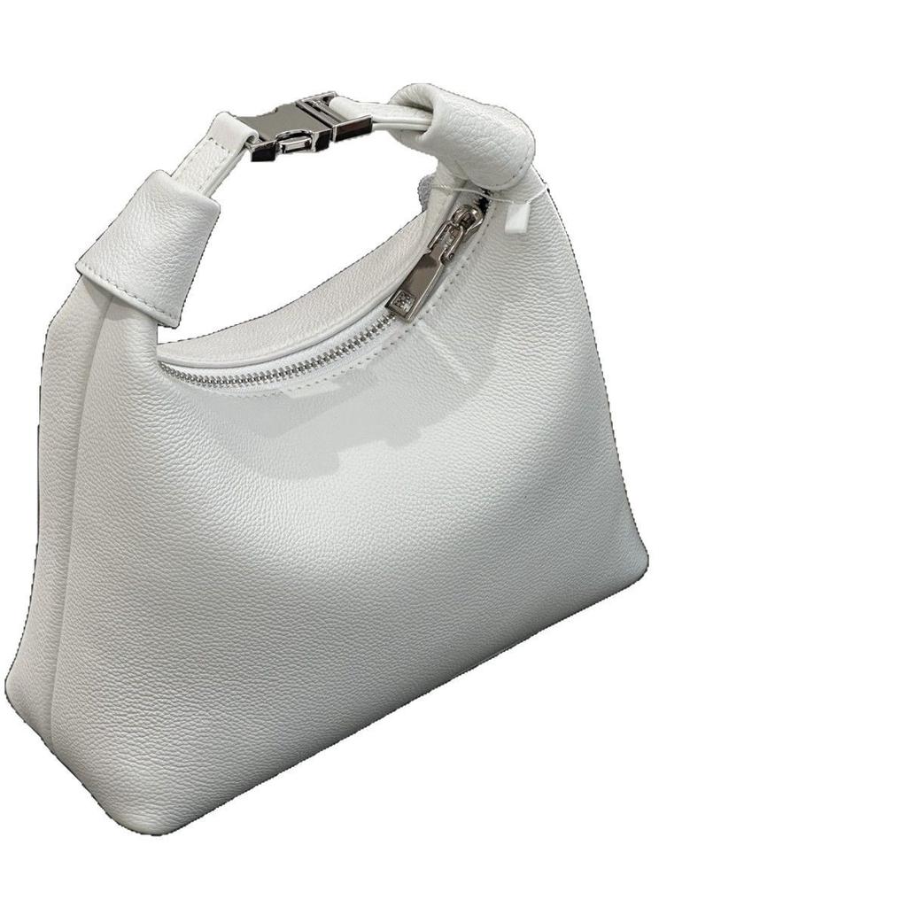 Leather lunch box bag, high-end niche casual messenger bag 2025 new hand-carried crescent bag, fashionable and simple portable