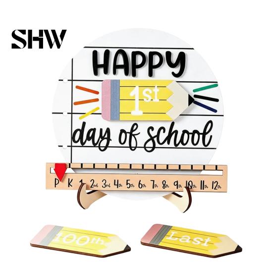 Academic Year Commemorative Board First Day of School Chalkboard Sign, Reusable Wooden Milestone Board, Tabletop Decor for Classroom Memories Back to