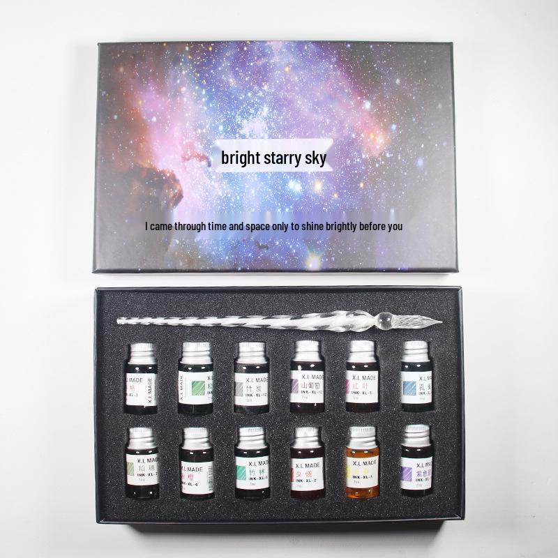 Starry Sky Glass Dip Pen Set: Crystal Signature & Student Pen Stationery Gift