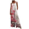 Women's Wide Leg Jumpsuit Casual Loose Sleeveless Jumpsuit Regular Printed Button Long Pants Pocket  Jumpsuit