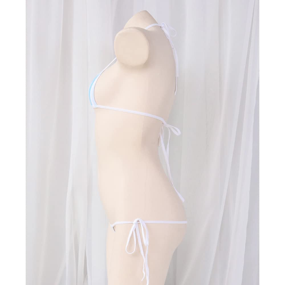 Micro Extremely Sexy Triangle Separate Lolita Cosplay Moe Border String Striped Halter One Pink [SENMHOO] Bikini, Small, Swimsuit, Bikini, Costume,