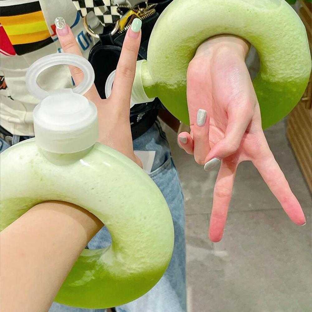 Süße Donut Wasserflasche Griff Ring Frauen Mädchen Reise Tasse transparente Trinkflasche