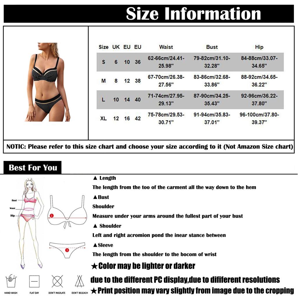 Women Two Piece Bikini Swimsuit Polka Dot Print Backless Design Hard Cup Top and Bottom Set Beachwear Swimwear for Summer