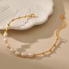 K Gold Plated Copper Natural Freshwater Pearl Elegant Women Bracelet