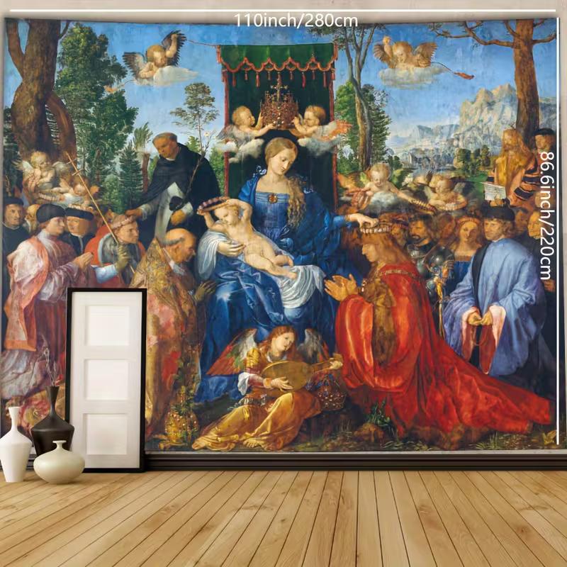 2D Dürer Feast of the Rosary Tapestry Vintage Religious Art Wall Hanging