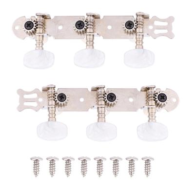 3+3 Mécaniques d'accordage pour guitare classique en acrylique, argentées