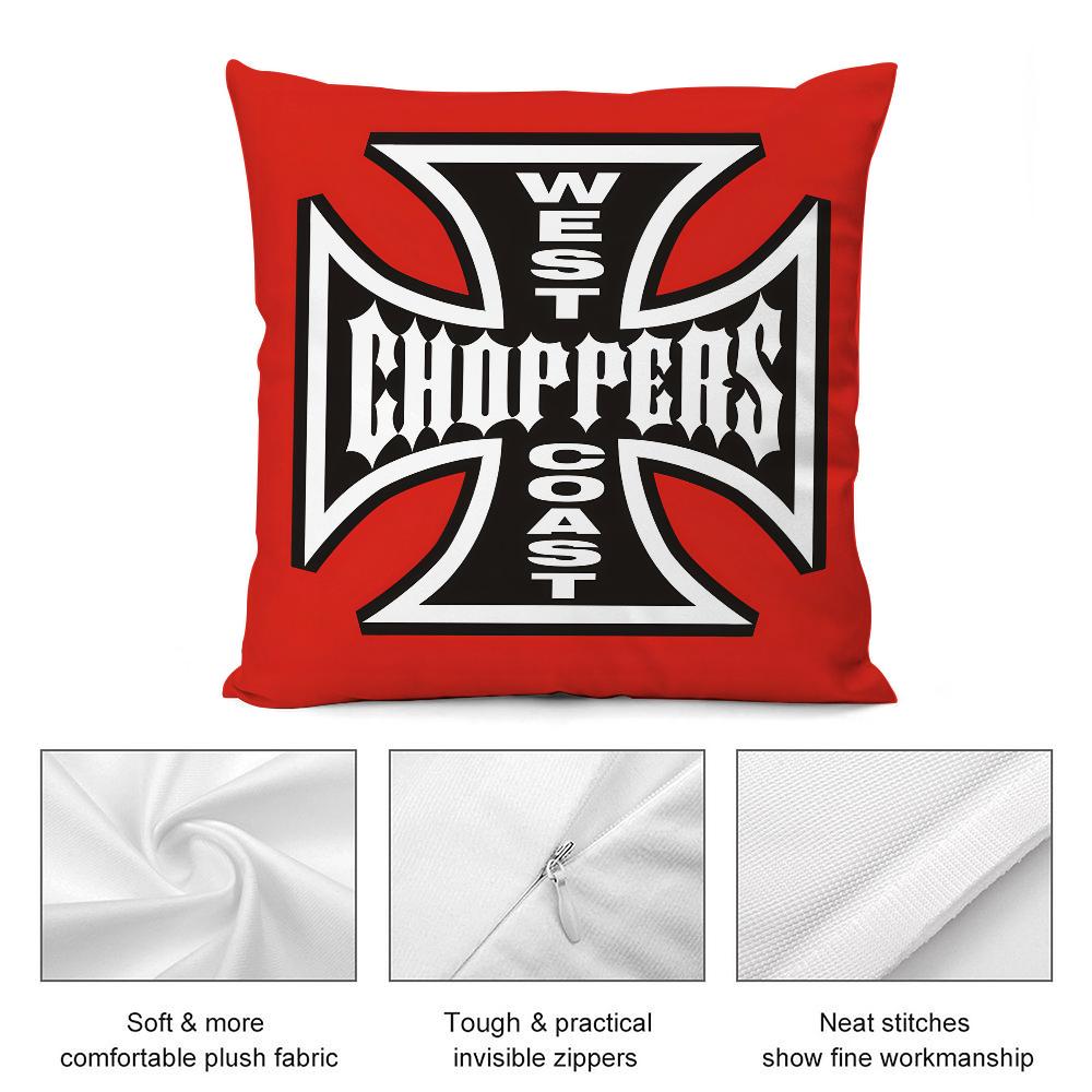 W-West Coast C-Choppers Pillow Case Short Plush Pillow Covers Sofa Decorative Gift Home Double-sided Printing Cushion Cover