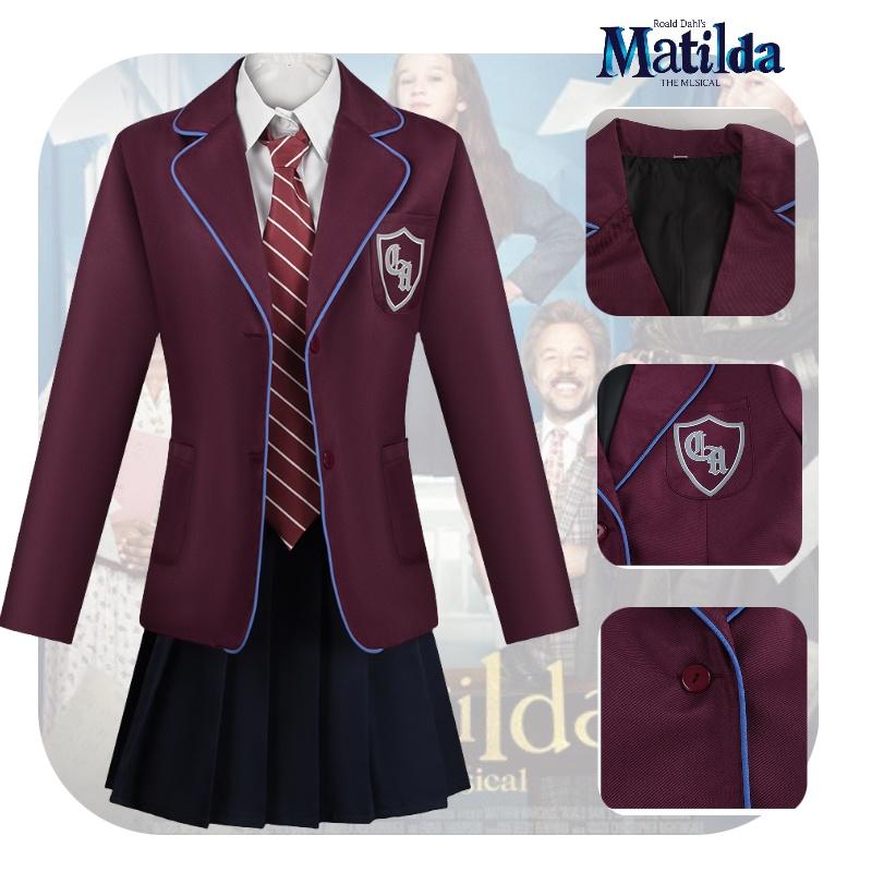 Cosplay Costume Matilda Purple School Uniform Dress Halloween Party Prop Gifts