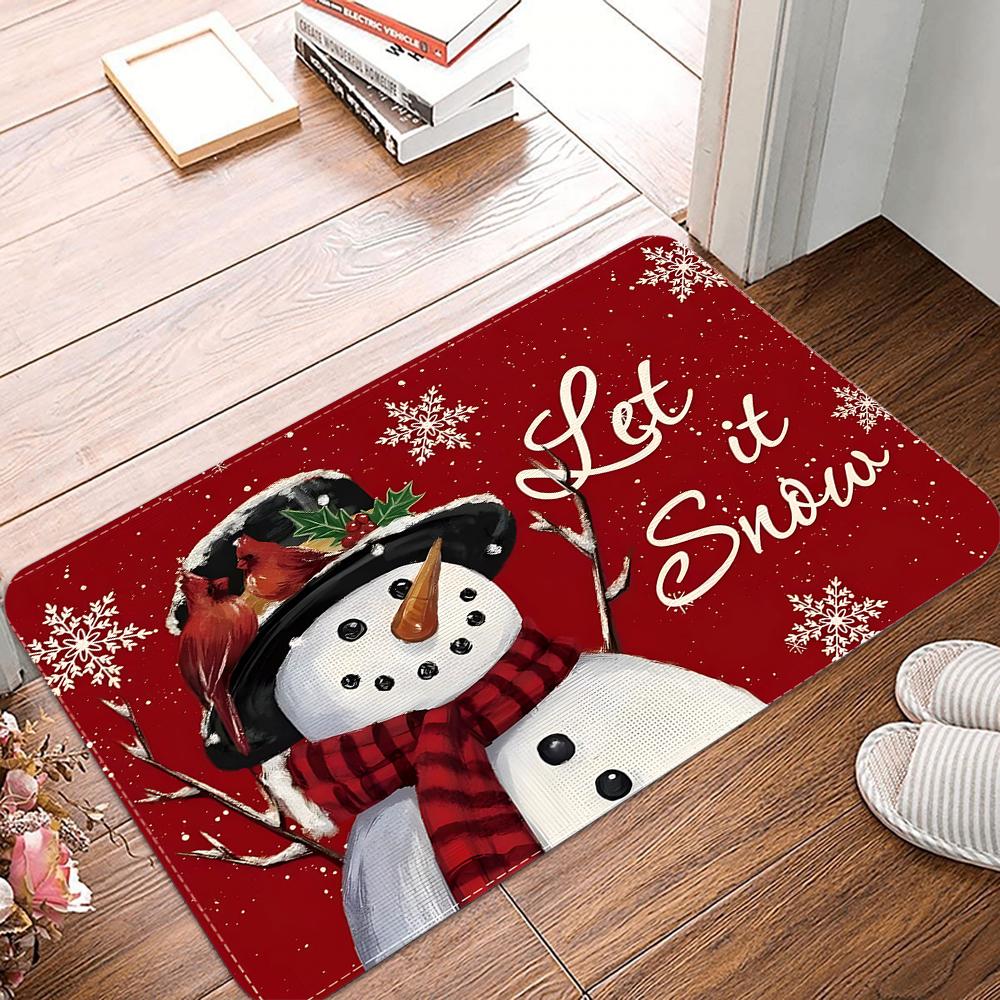 Winter Christmas tree Snowman Doormat Non-Slip Entrance Doormat Home Decor Carpet for Living Room Rugs Bathroom Floor Rug