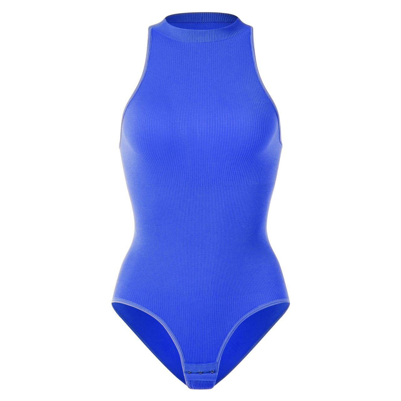 

Боди для женщин с контролем живота, бесшовные топы, формирователь тела, компрессионное корректирующее белье для подтяжки ягодиц, боди без рукавов с высоким воротником XXXL синий