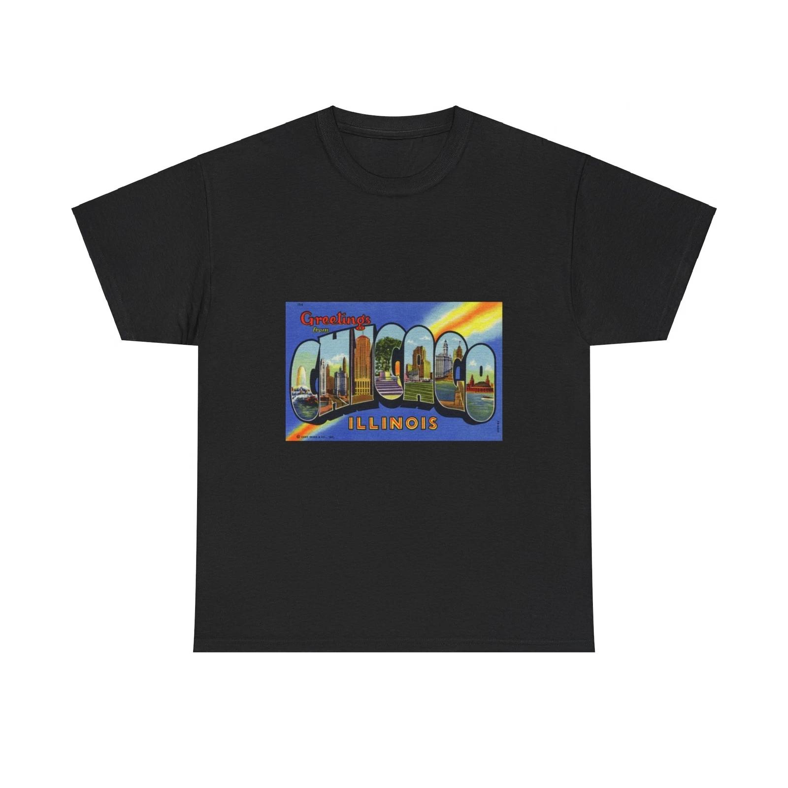 Greetings from Chicago Illinois (Greeting Postcards) T shirt L