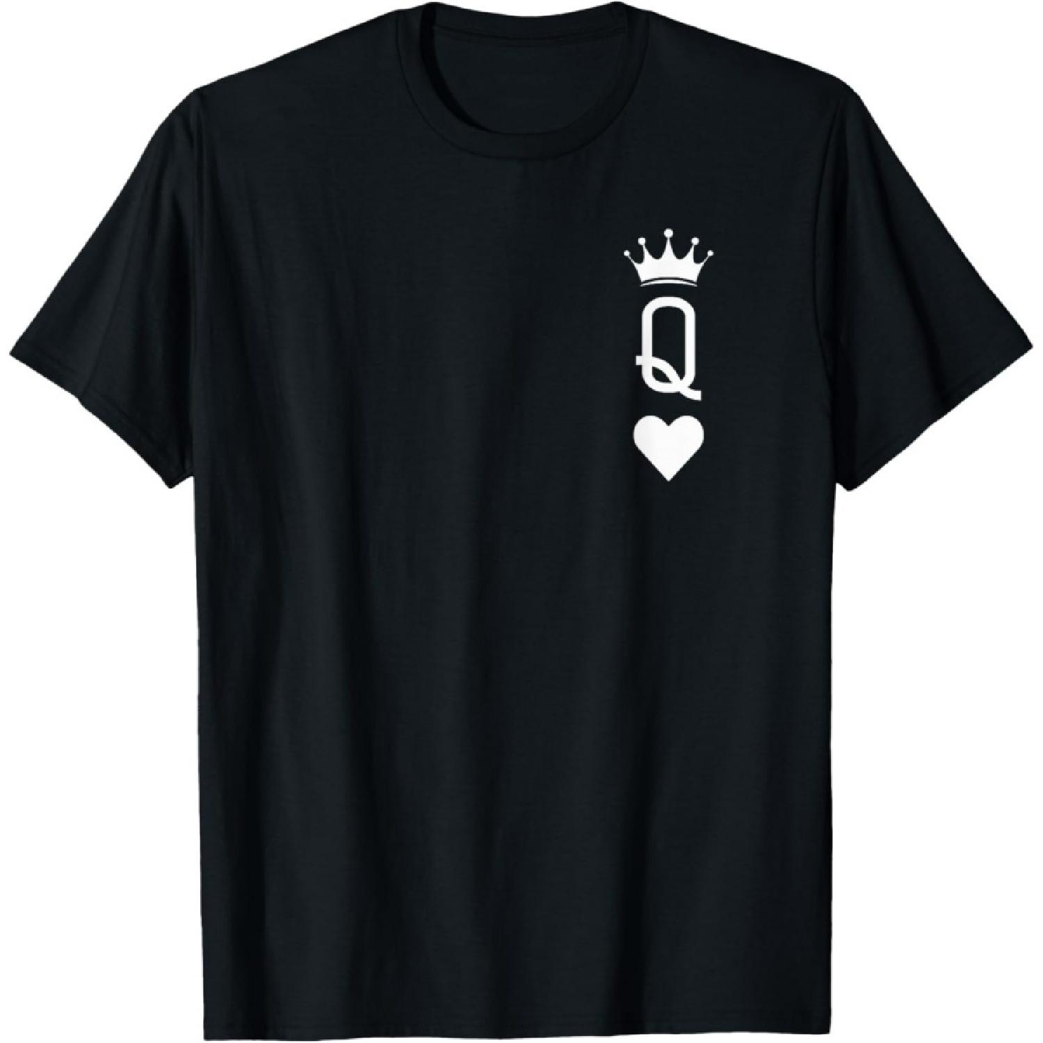 Queen of Heart Playing Card Vintage Crown Matching Women T-Shirt S