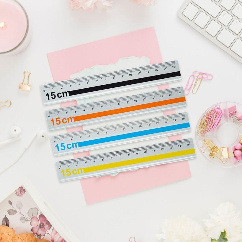 15cm Lightweight Aluminum Measuring Tool With Anti Scratch Surfaces Easy To Read Marking Straight Ruler Ideal For Students