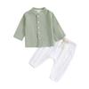 1-12 Years Kids Clothes Set Long Sleeve Button Top and Pants