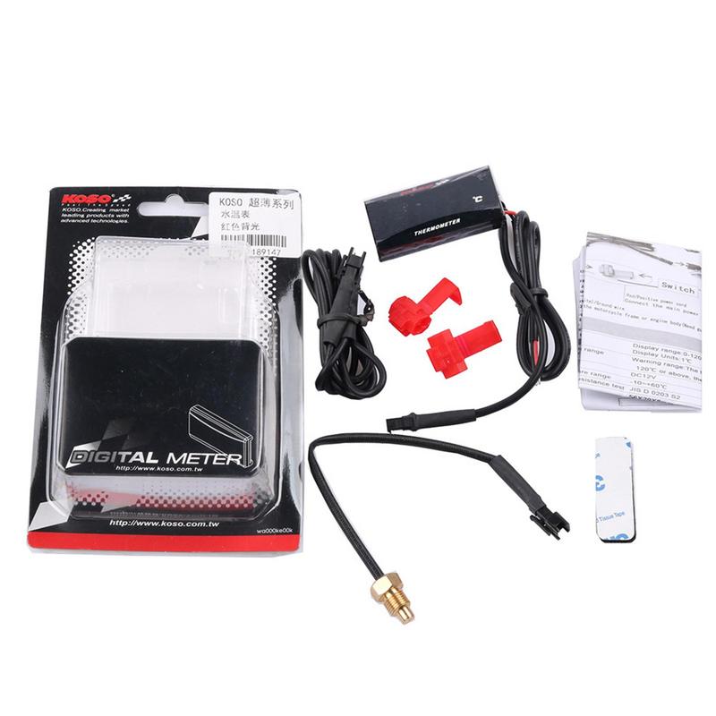 KOSO Motorrad Thermometer Wassertemperatur Mini Meter Klarer LCD Digitalbildschirm Universalsensor Temperaturanzeigen Roller Racing