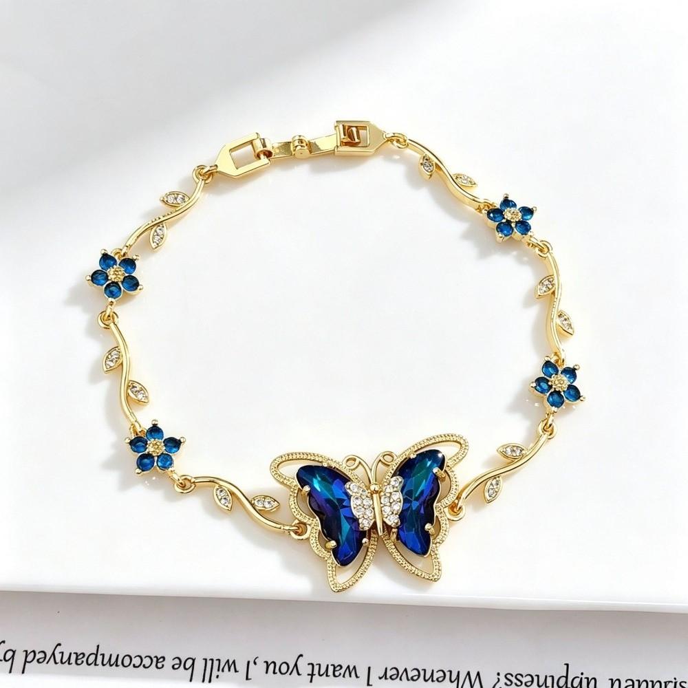Multicolor Zircon Flower Bracelet Dreamy Aesthetic Flower Rhinestone Bracelet Women