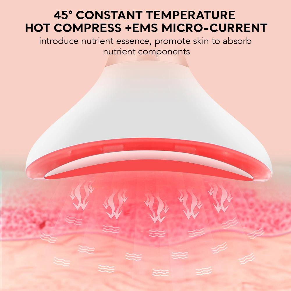 Neck Beauty Device EMS Heating Face Lifting Machine Double Chin Remover LED Anti Wrinkle Skin Tightening Facial Massager 3 Color