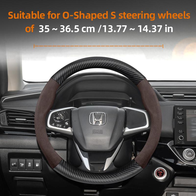Suitable for Honda Suede Matte Carbon Fiber Texture Steering Wheel Cover Suitable for Civic Fit 8Th Gen 8 City Accord 9 10 Vezel Freed Breeze 7 ZB4