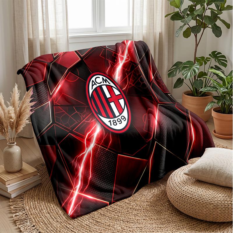 AC Milan Theme Blanket Soft Flannel Blanket Plush Throw Blanket Cozy Sofa Bed Blanket for Home Decor