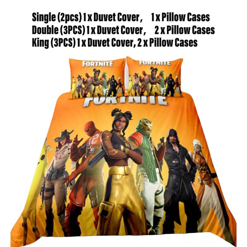 Fortnite Bedding Set 3-piece Bedding Set With Pillowcase And Duvet Cover Polyester Material