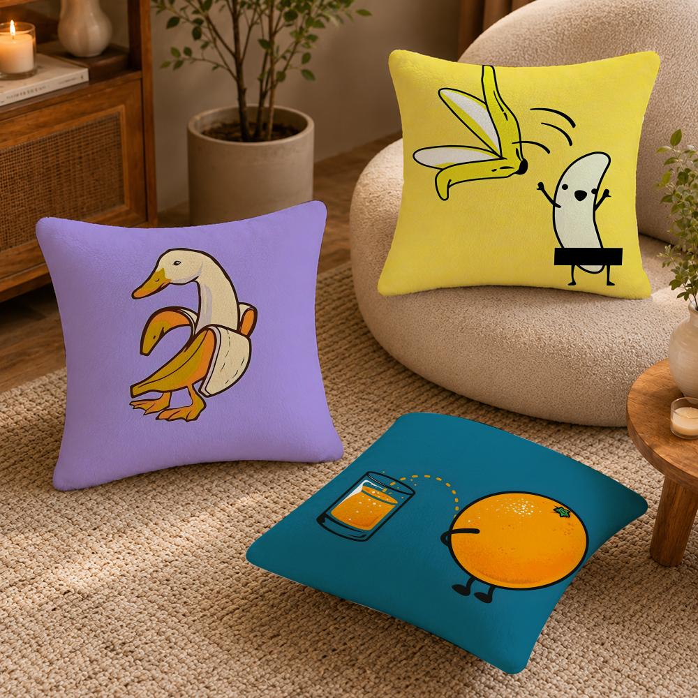 Abstract fruit Cushion Cover Anti-dustmite Pillowcase Invisible zipper silky short plush Sofa cushion cover