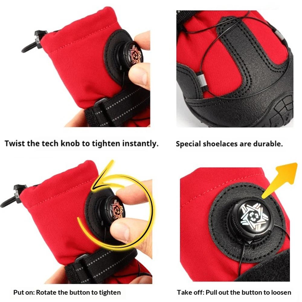 Heavy-Duty Dog Boots with Rotating Dial for Med Large Dogs Anti-Slip Waterproof Outdoor Dog Boots Paw Protector Hike Snow&Street
