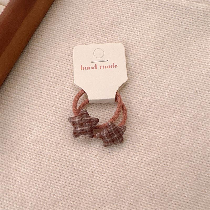 2025 New Kids Red Plaid Star Hair Ties, Gentle On Hair Elastic Bands for Girls, Cute Versatile Hair Accessories, Perfect