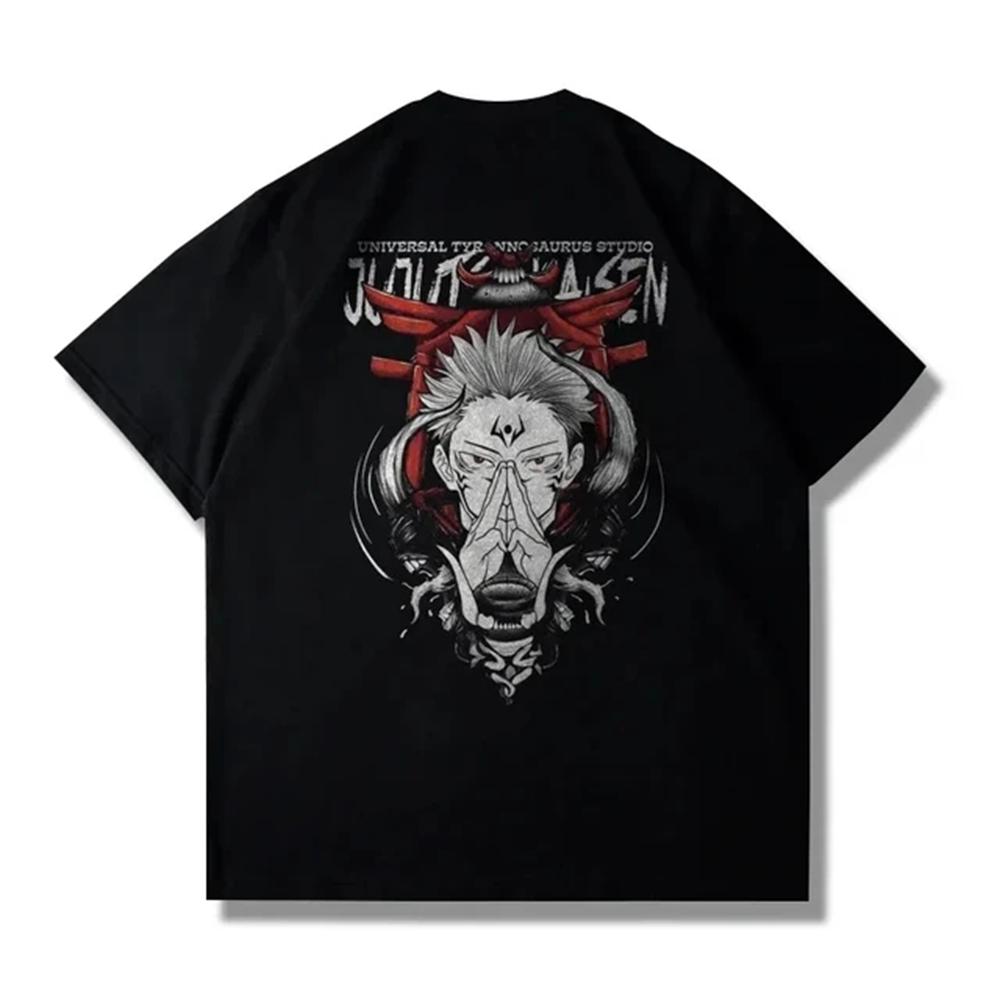 Men's Cotton T-Shirt 2024 Y2k Retro Cotton Short Sleeve Shirt Jujutsu Kaisen Ryomen Sukuna Japanese Anime Print T-Shirt