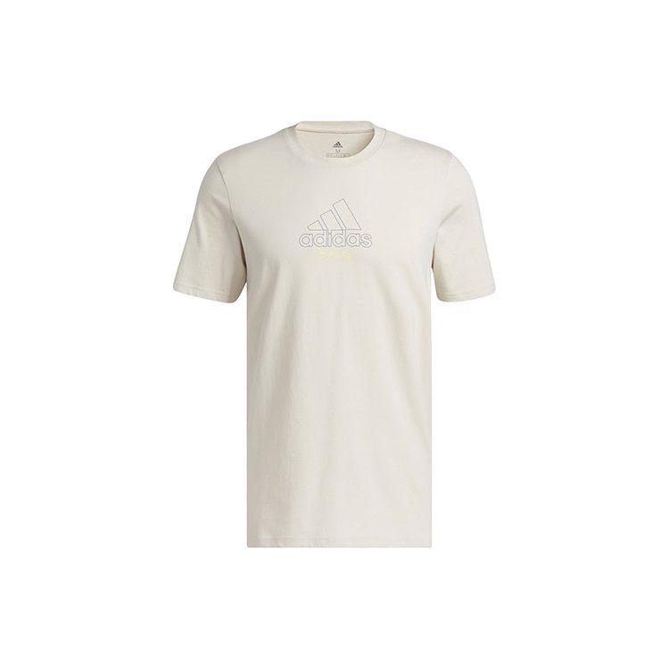 Adidas T Shirts Men's Beige Crew Neck Moderate Straight Fit IB9425