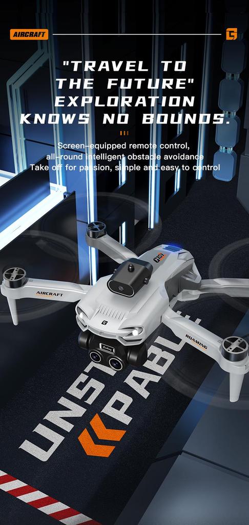 8K HD Mini Foldable Drone: Long Battery Life, Brushless Quadcopter & Large Screen Remote