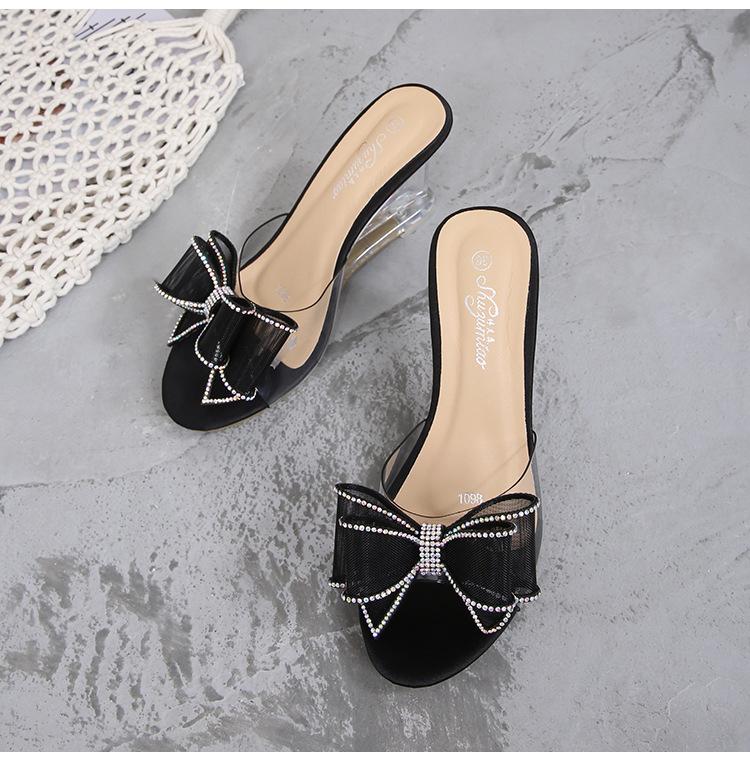 Sandale de damă cu toc înclinat, noi, sexy, transparente, cu toc înalt, papuci romani cu dublă uzură LFD-1098-83