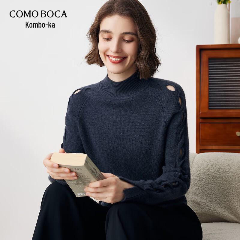 

Женский трикотажный свитер Komom Boca из чистого кашемира с открытыми плечами и полувысоким воротником XL