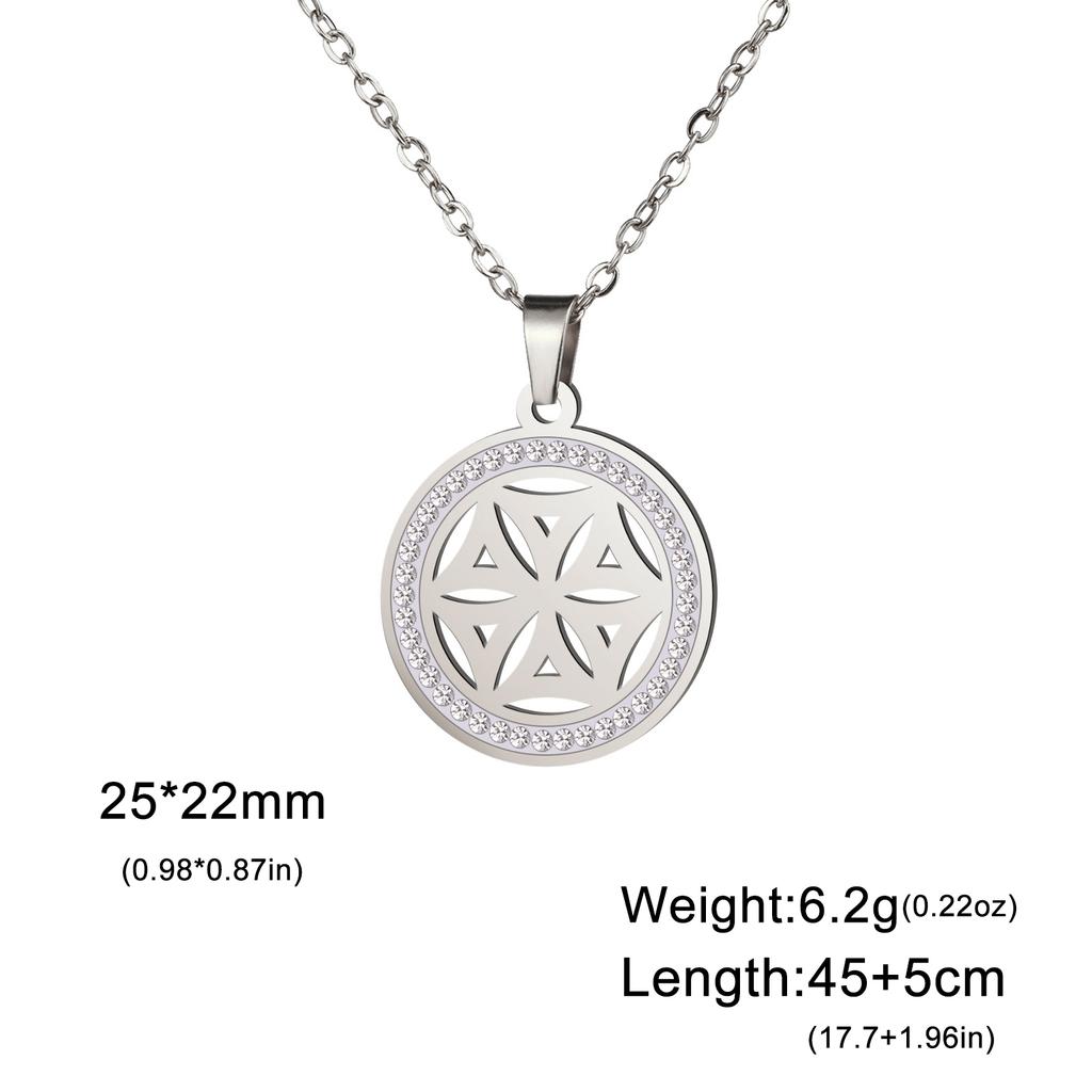 LIKGREAT Flower of Life Round Pendant Necklaces Stainless Steel Fashion Hollow Mandala Chakra Choker Jewelry Gifts for Women Men