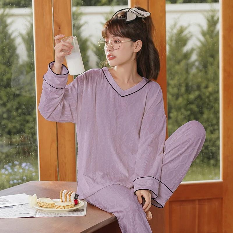 

Милая пижама с кроликом для женщин, милая кавайная, с длинными рукавами, с длинными штанами, с воротником-шалью, на осень и зиму, женская пижама для сна, пижама для девочек 2XL