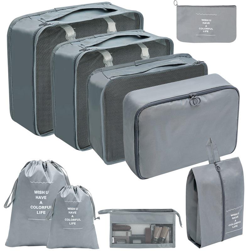 Travel Storage Set: Foldable Toiletry, Makeup, Clothes, Shoes, Digital Accessories, and Drawstring Luggage Bags.