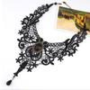 Fashion New Vintage Gemstone Black Lace Beads Choker Gothic Steampunk Style Stonego Gothic Collar Necklace ( Pack of 1/2)