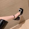 Fashion French High Heels Women's 2025 Spring and Autumn New Red Block Heel Mary Jane Temperament Single Shoes