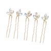 5Pcs Crystal Flower Hair Pins Simple Retro Elegant Shiny Light Rhinestone Hair Piece for Party Wedding Bouquet